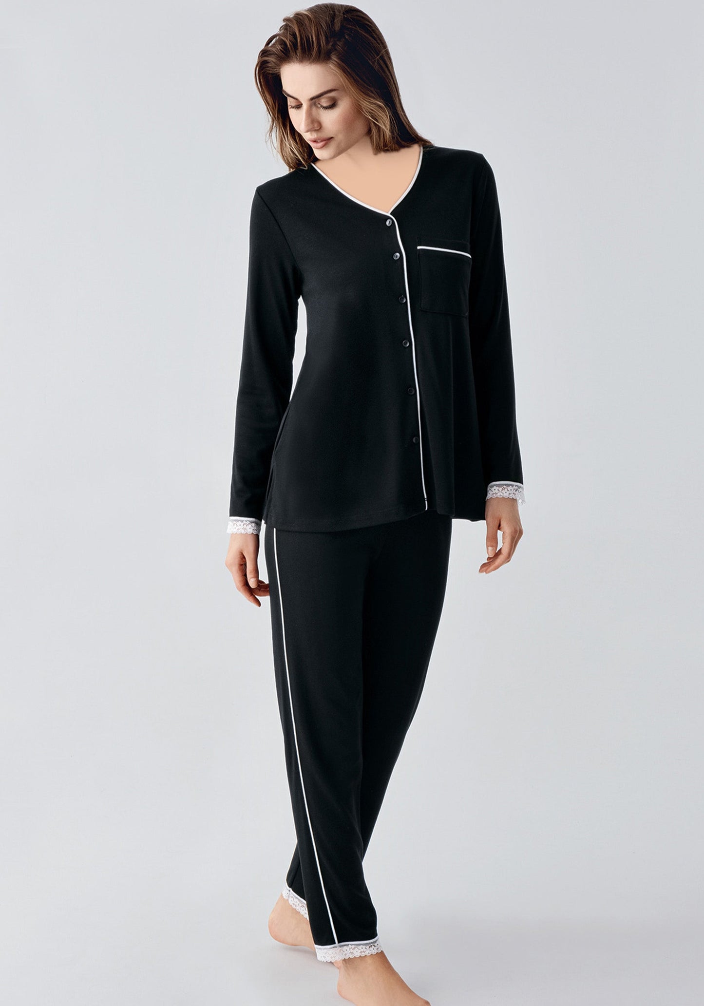 بيجامة بأكمام طويلة وأزرار S&amp;L