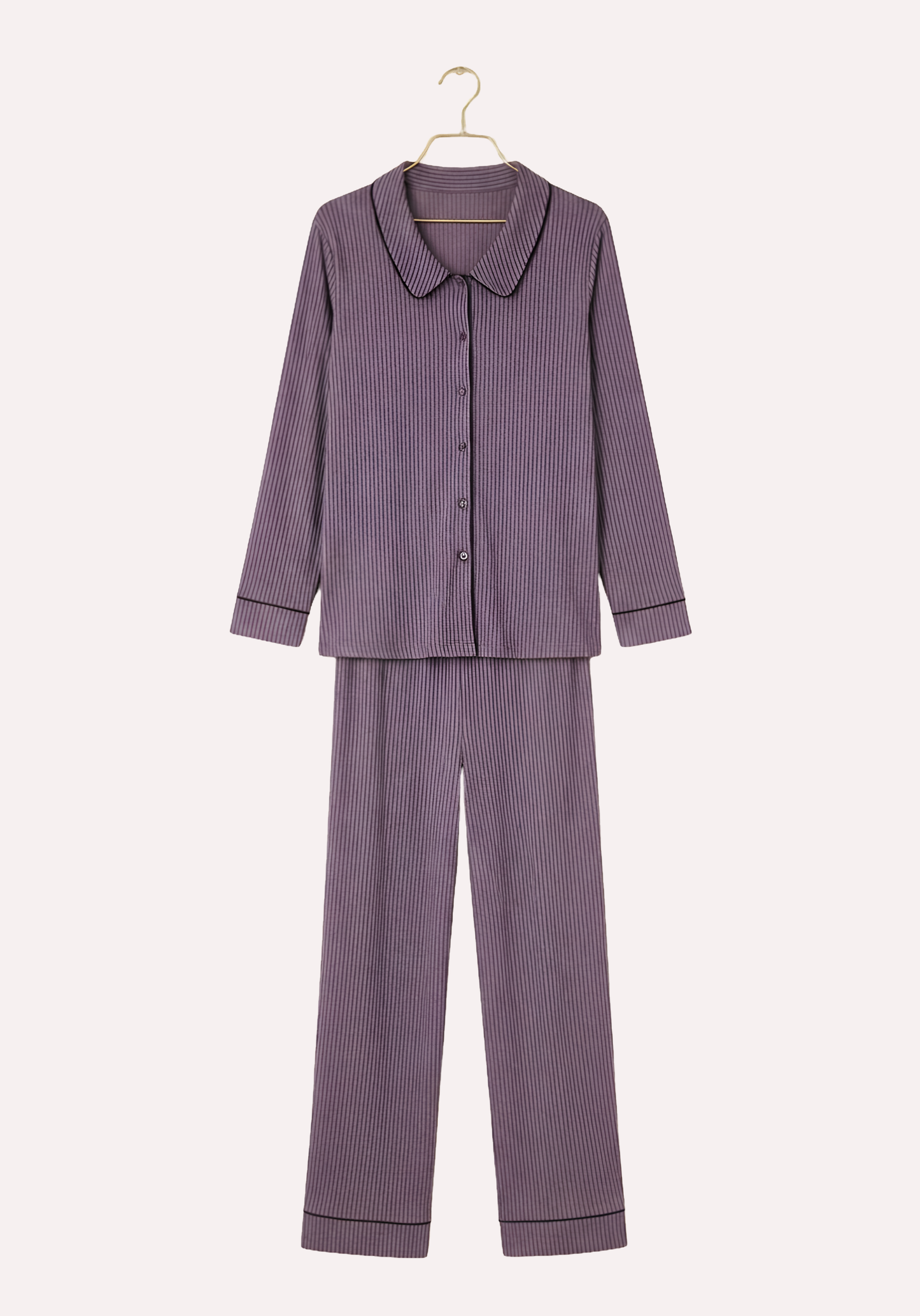 Collar Button Long Sleeve Pajama