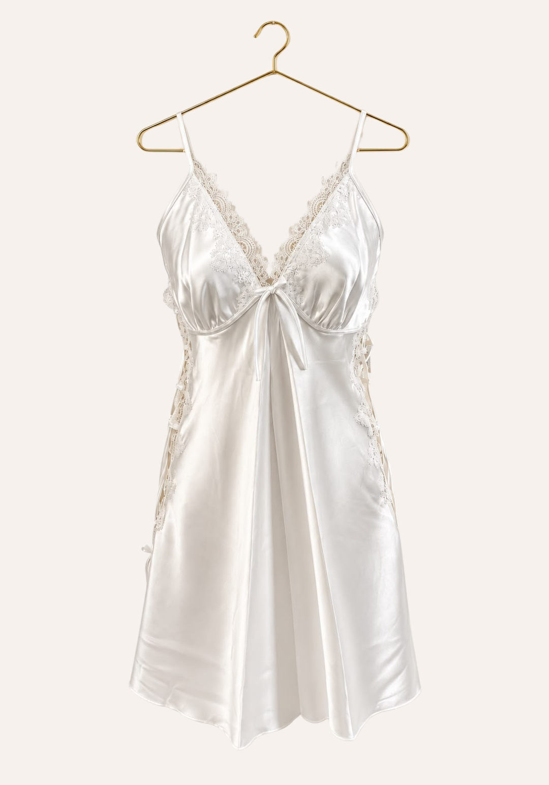 Shoulder Strap Babydoll With Side Lace Openings