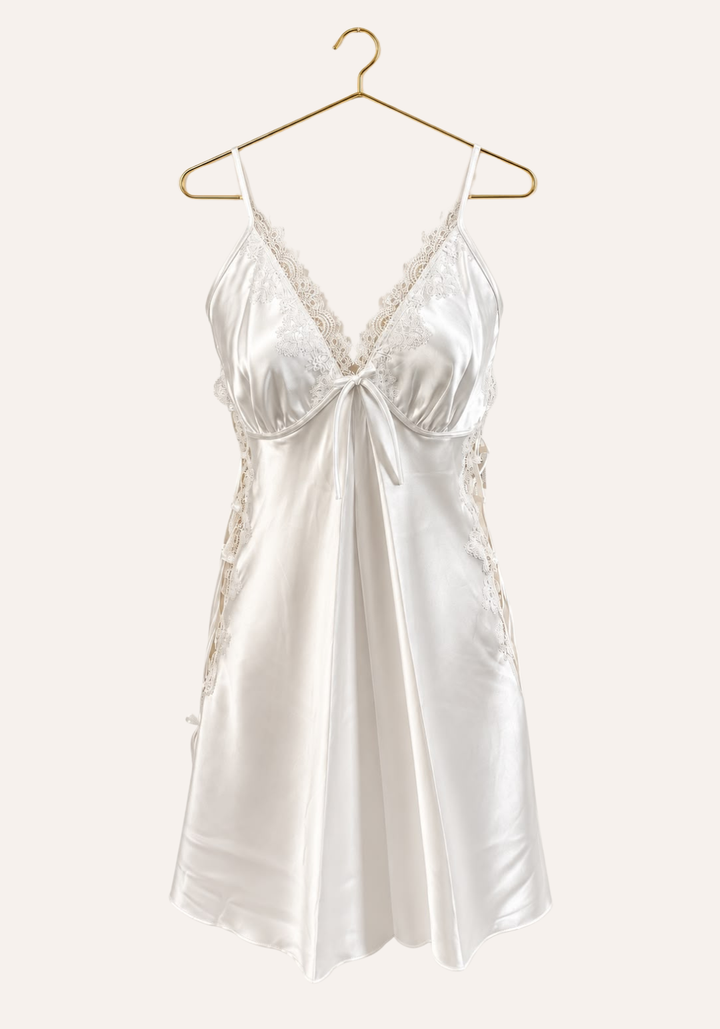 Shoulder Strap Babydoll With Side Lace Openings