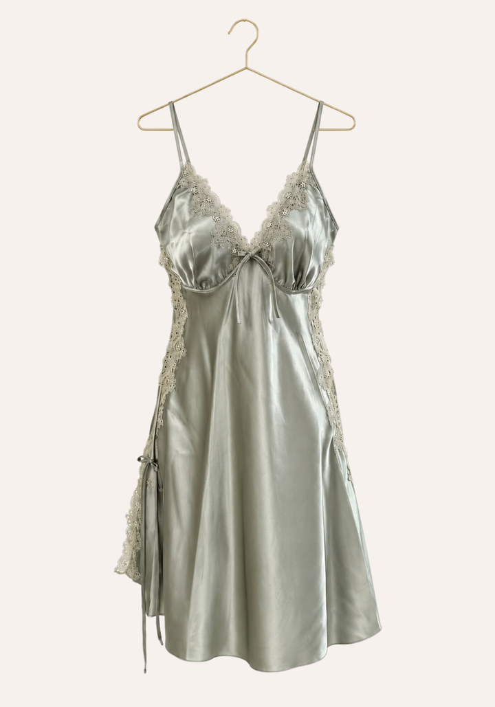Shoulder Strap Babydoll With Side Lace Openings