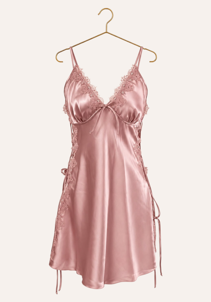 Shoulder Strap Babydoll With Side Lace Openings
