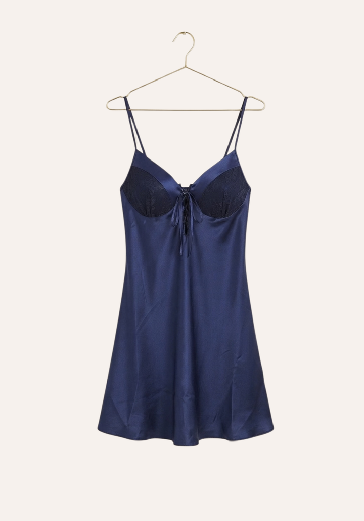 Shoulder Strap Padded Cups Open Back Lace Plain Babydoll