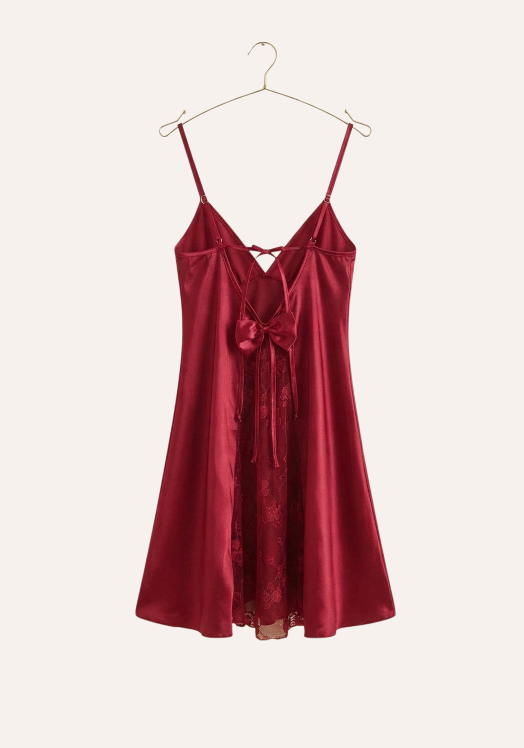 Shoulder Strap Padded Cups Open Back Lace Plain Babydoll