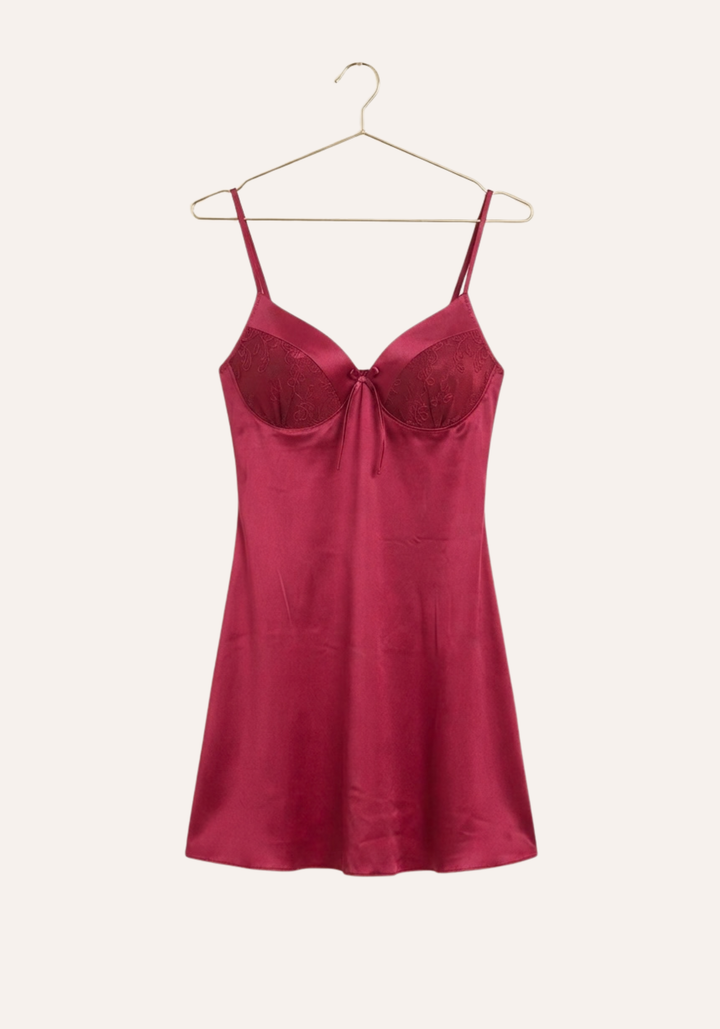 Shoulder Strap Padded Cups Open Back Lace Plain Babydoll