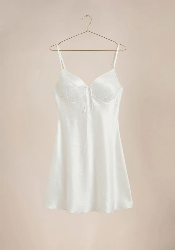 Shoulder Strap Padded Cups Open Back Lace Plain Babydoll