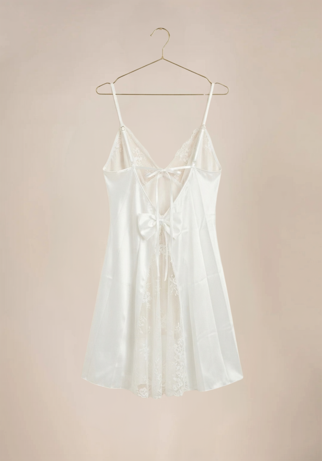 Shoulder Strap Padded Cups Open Back Lace Plain Babydoll