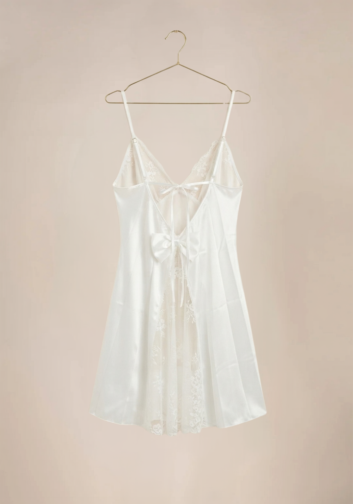 Shoulder Strap Padded Cups Open Back Lace Plain Babydoll
