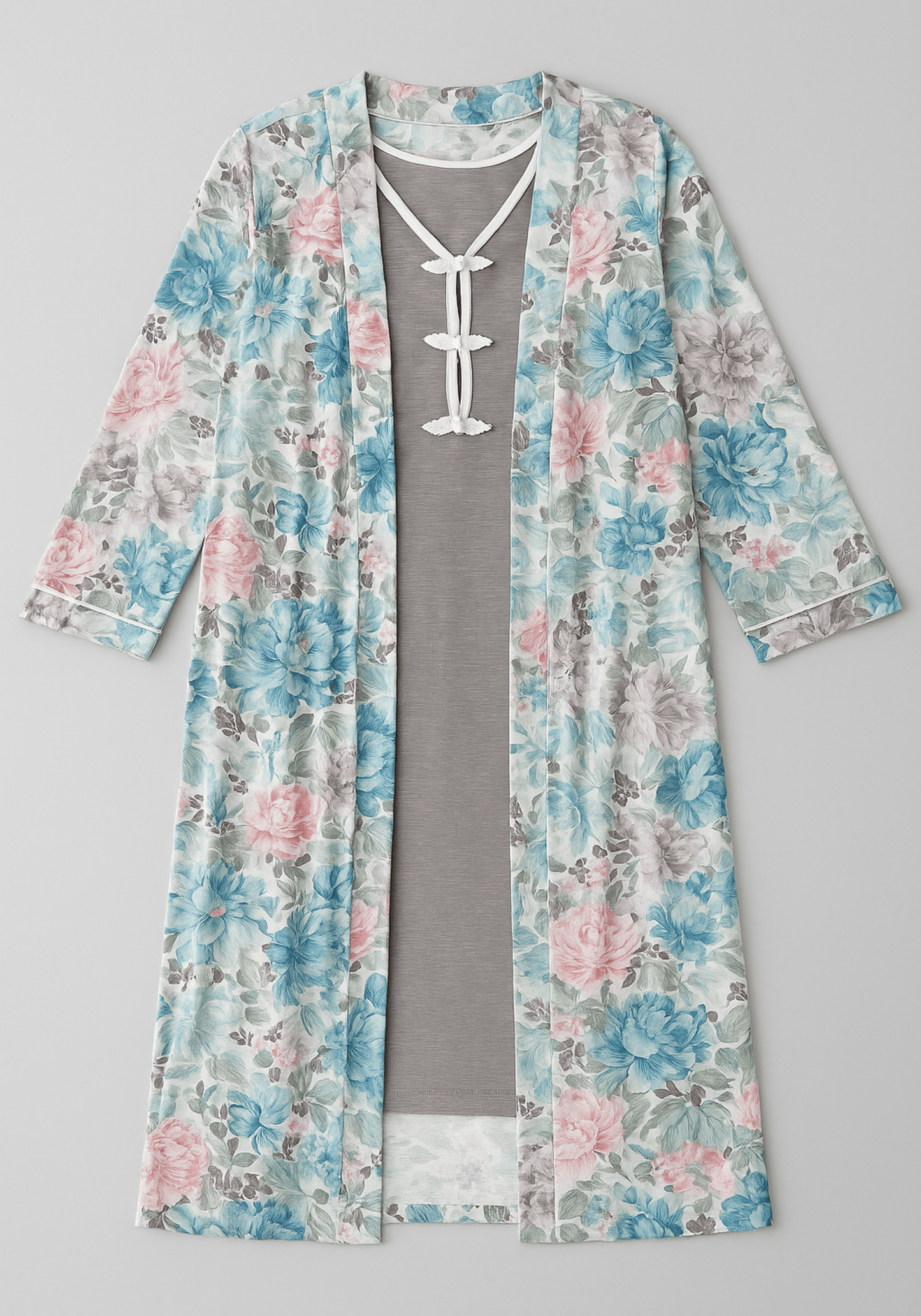 2 Piece Long Robe And Short Nighty Set