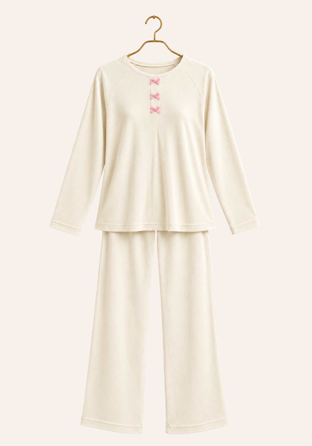 Slim Fit Plain Reglan Long Sleeve Top And Pants