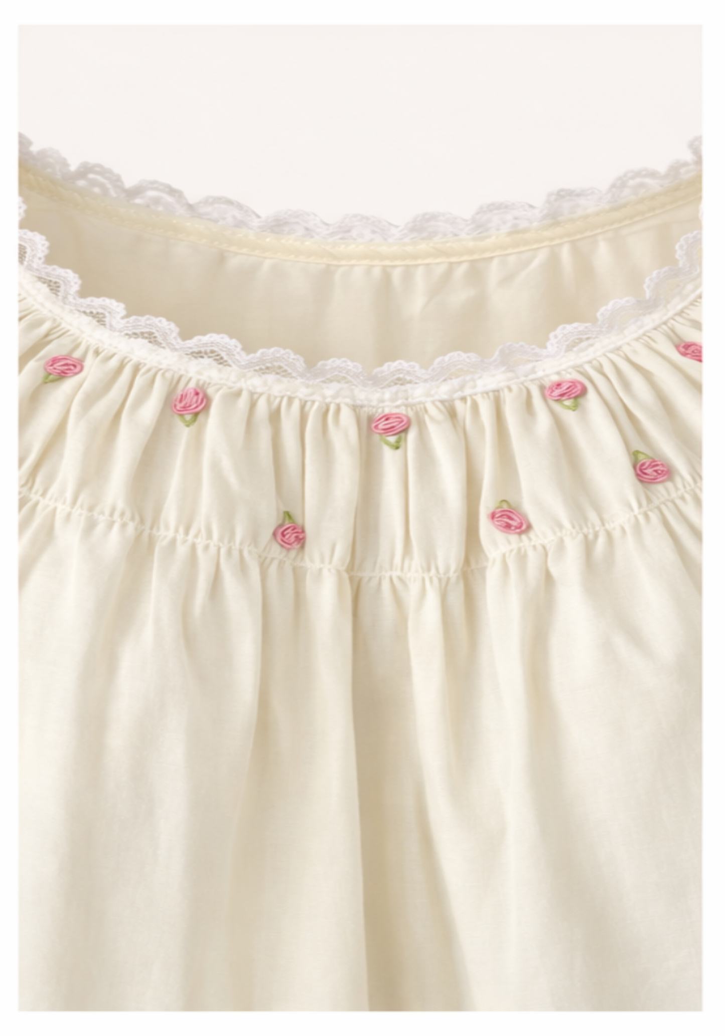 Woven Leno Sleeveless Short Nighty With Tiny Floral Details With Lace