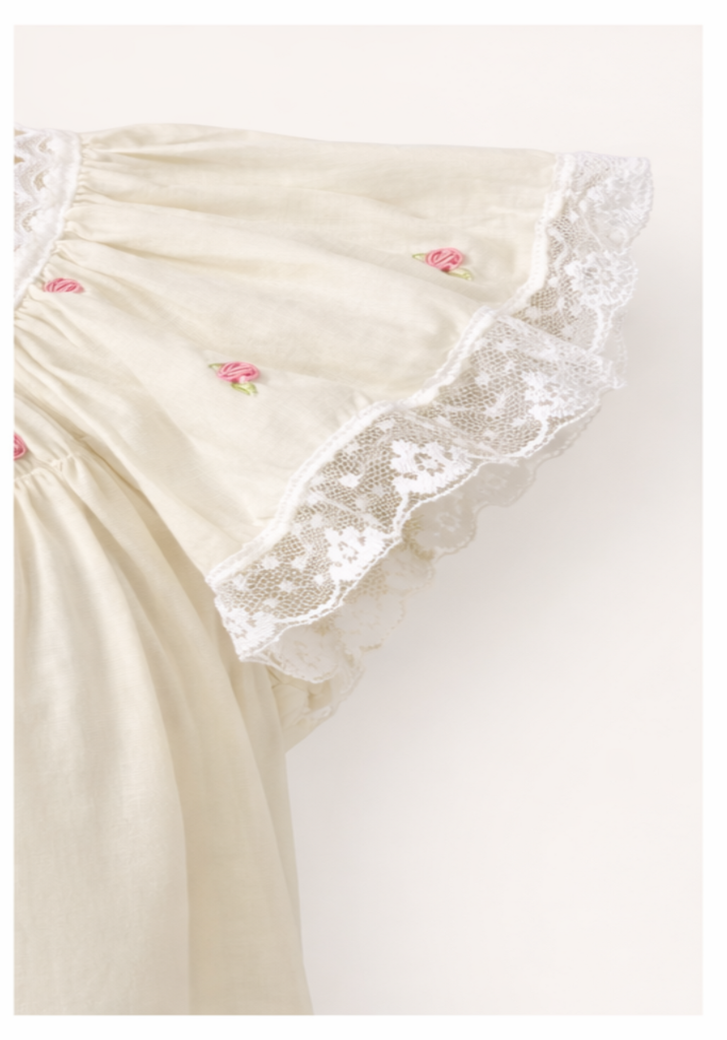 Woven Leno Sleeveless Short Nighty With Tiny Floral Details With Lace