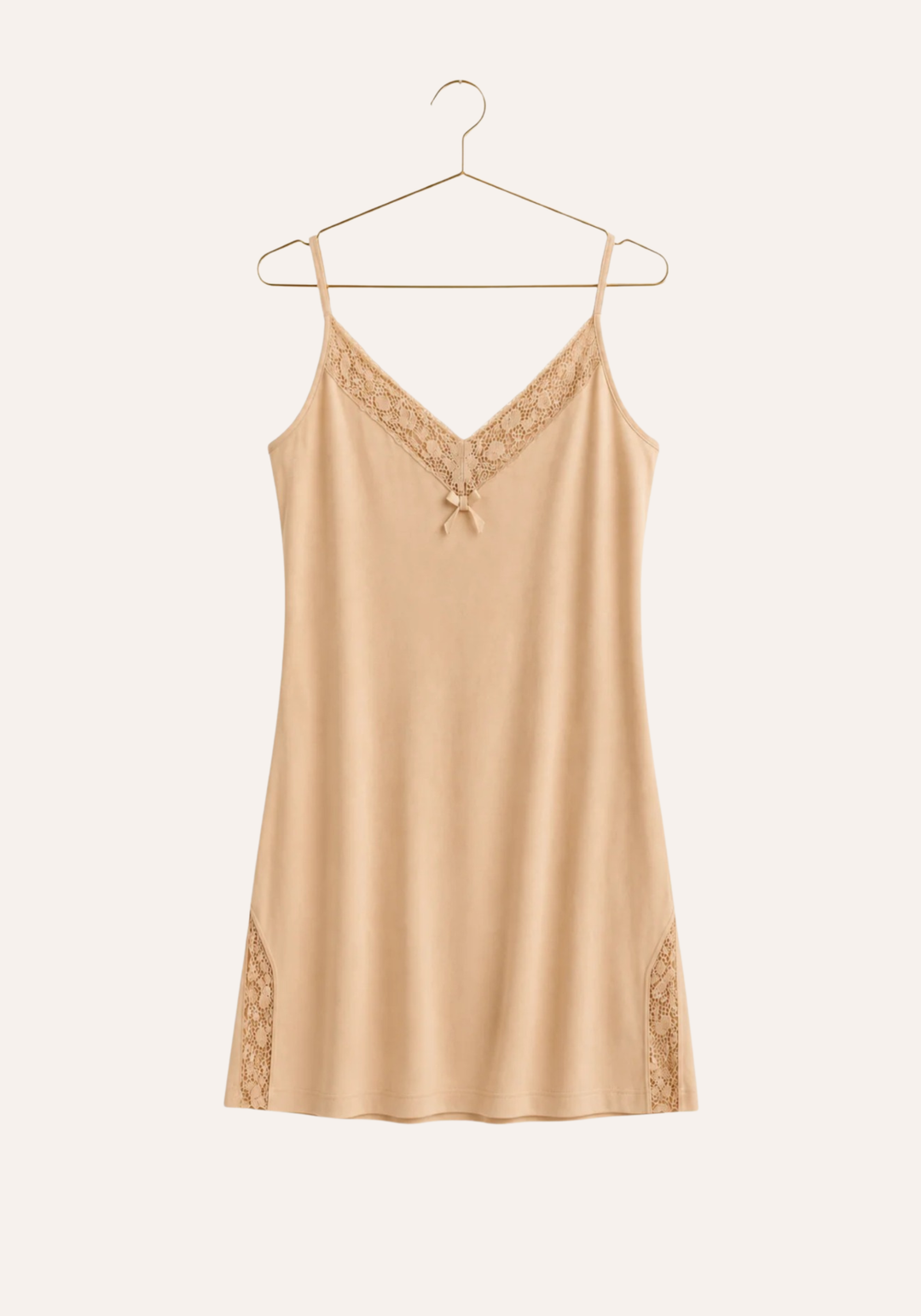 Plus Size Short Nighty: Shoulder Strap short nighty with lace detail