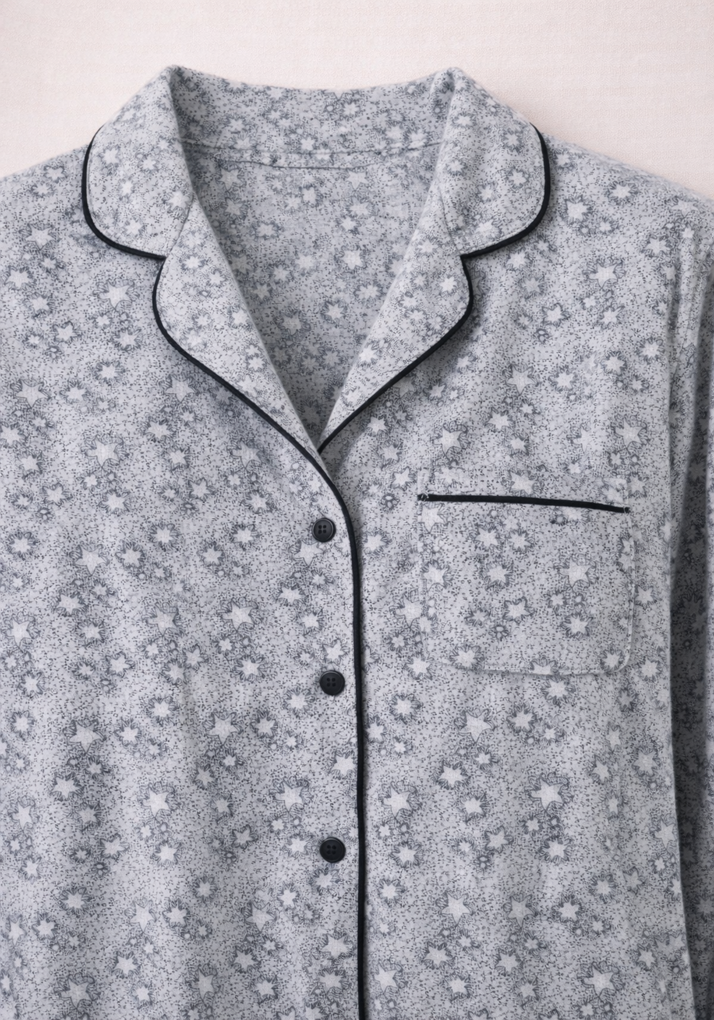 Collar Button Long Sleeve Star-Print Pajamas (Pvis Els)