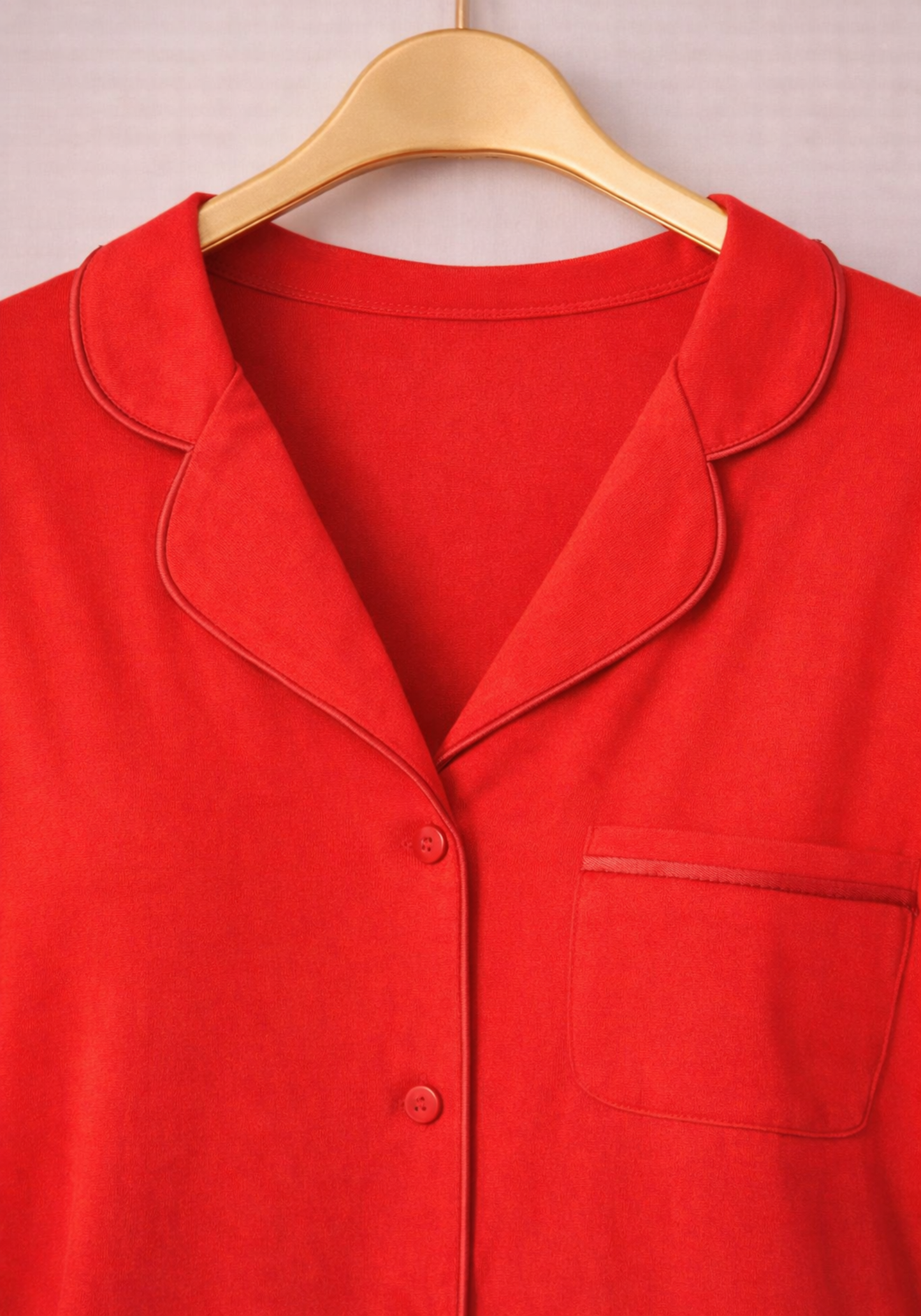 Collar Button Long Sleeve Pajamas (100% Vis)