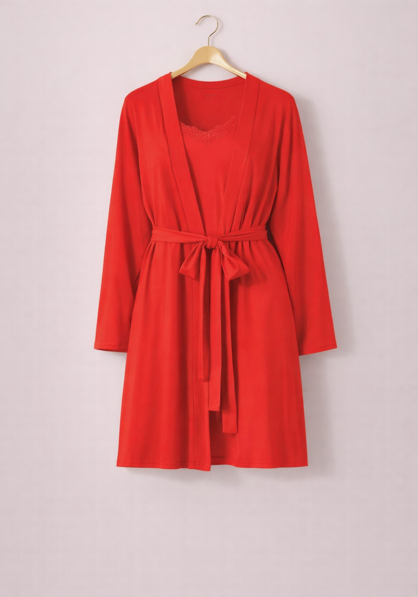 2Pcs Set: Shoulder Strap Nighty And Short Robe (100% Vis)