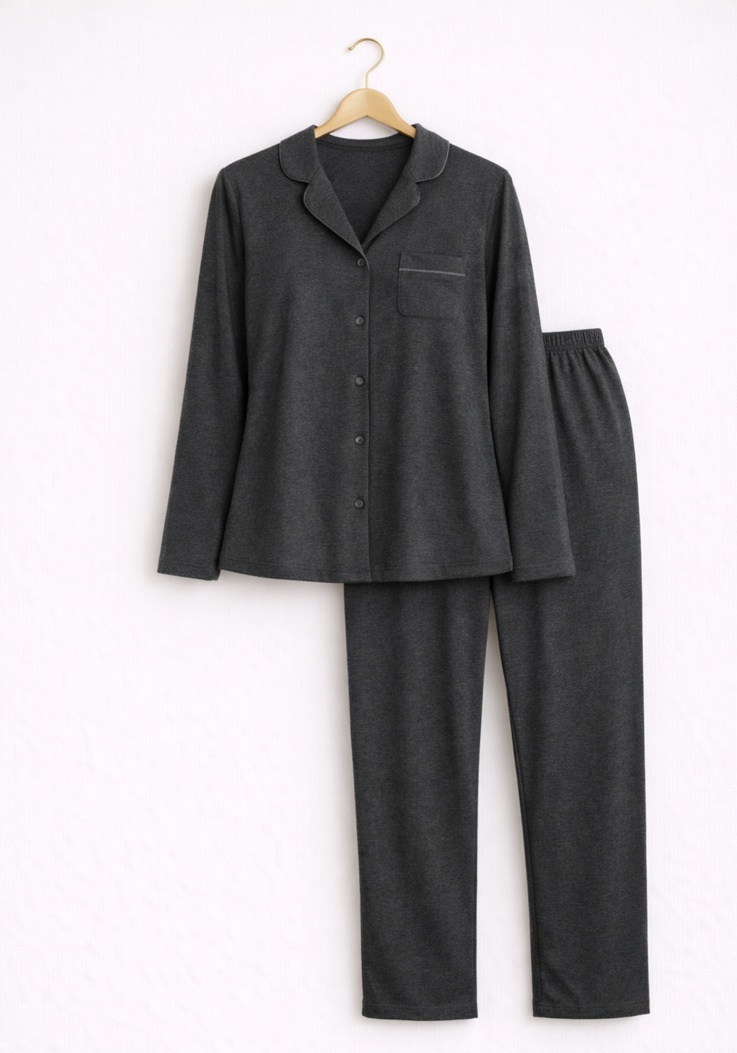 Collar Button Long Sleeve Pajamas (Vis Pes Els)