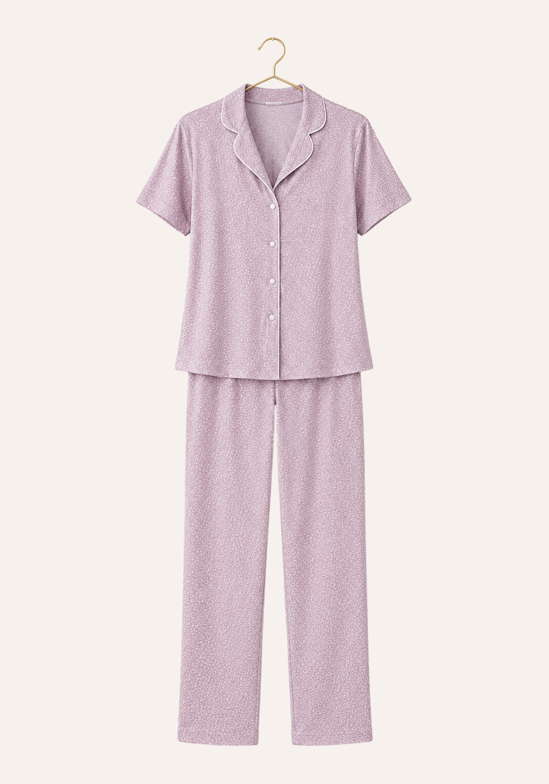 Viscose Lycra Collar Button Short Sleeve Floral Top And Pant Set