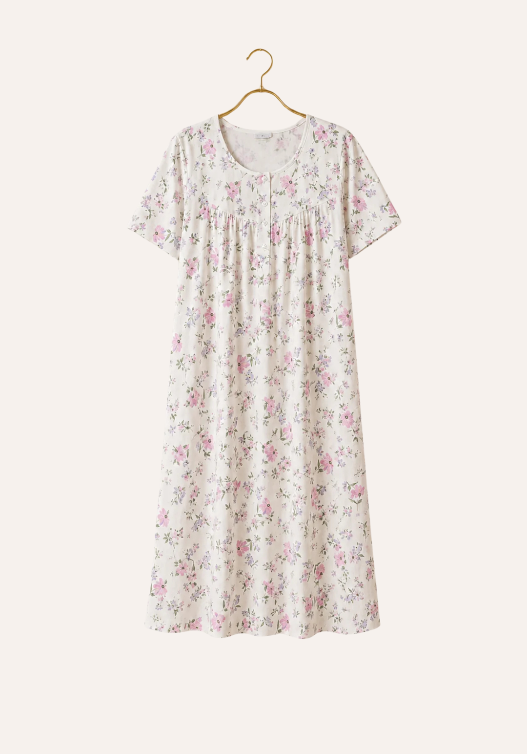 Cotton Plus Size Short Sleeve Floral Long Nighty