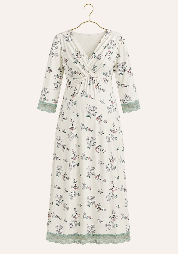 Floral Print Long Sleeve Long Nighty