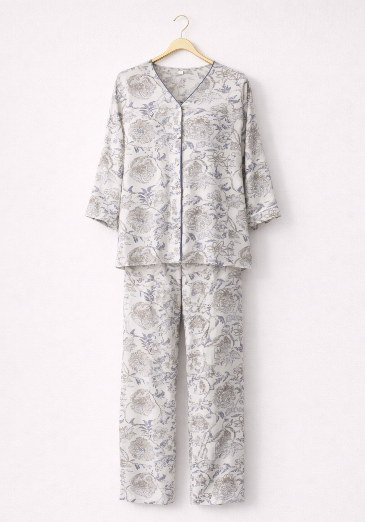 Button Long Sleeve Fully Printed Pajamas (Vis Pes)