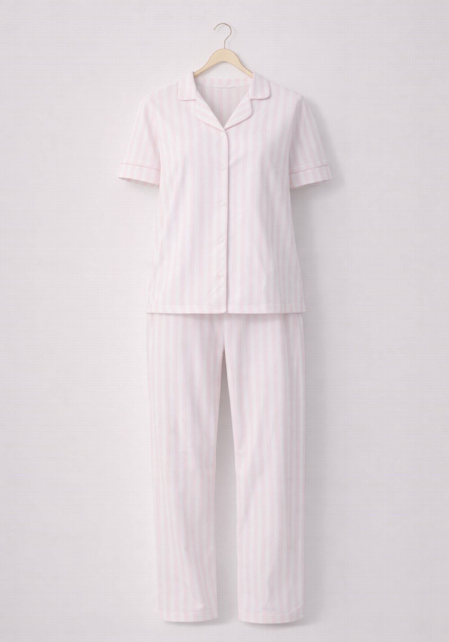 Collar Button Short Sleeve Striped Pajamas