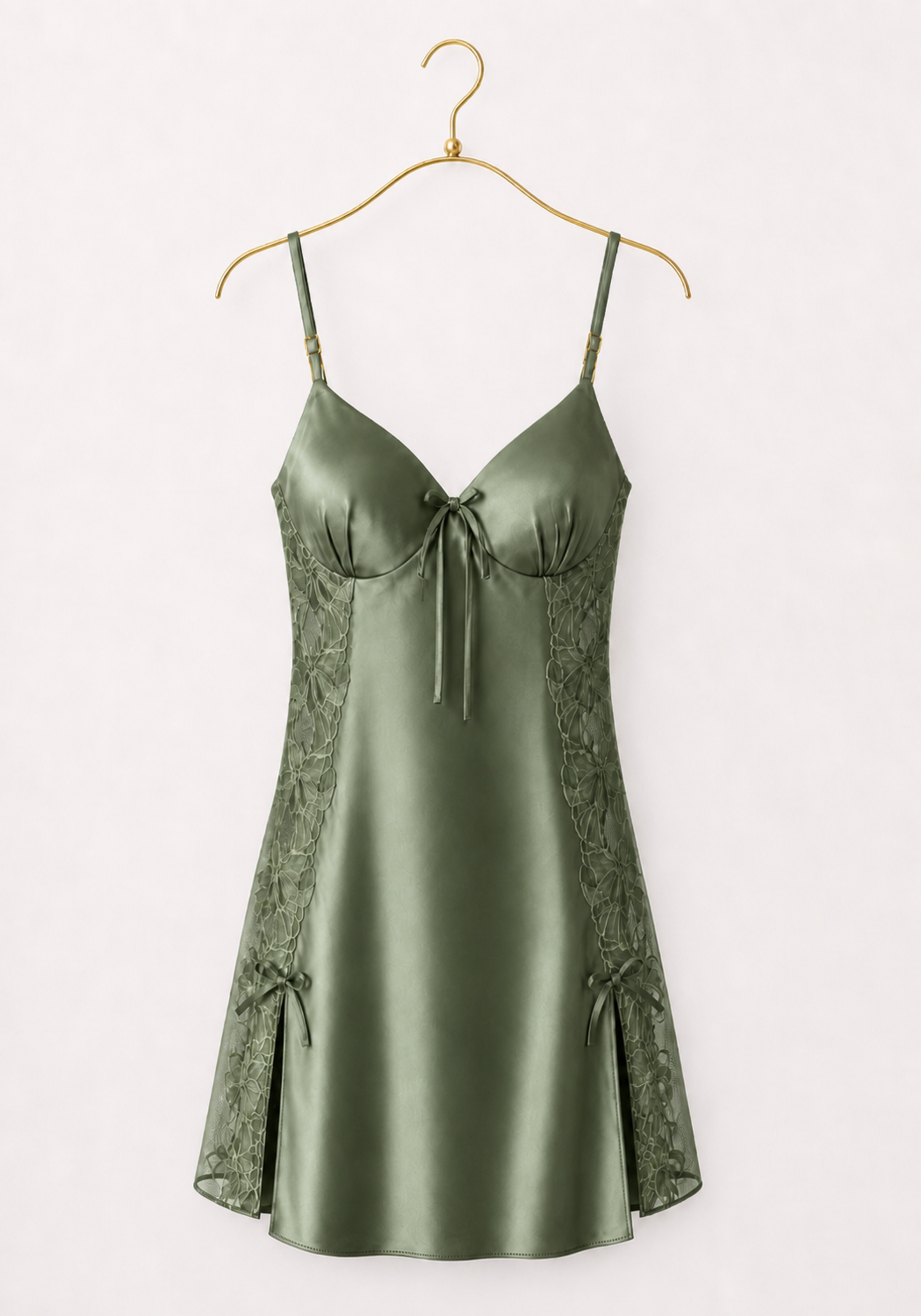 Satin Babydoll: Plain Shoulder Strap Satin Babydoll With Datel And Laces On The Sides