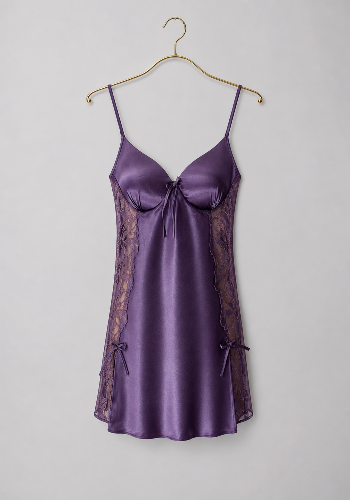 Satin Babydoll: Plain Shoulder Strap Satin Babydoll With Datel And Laces On The Sides