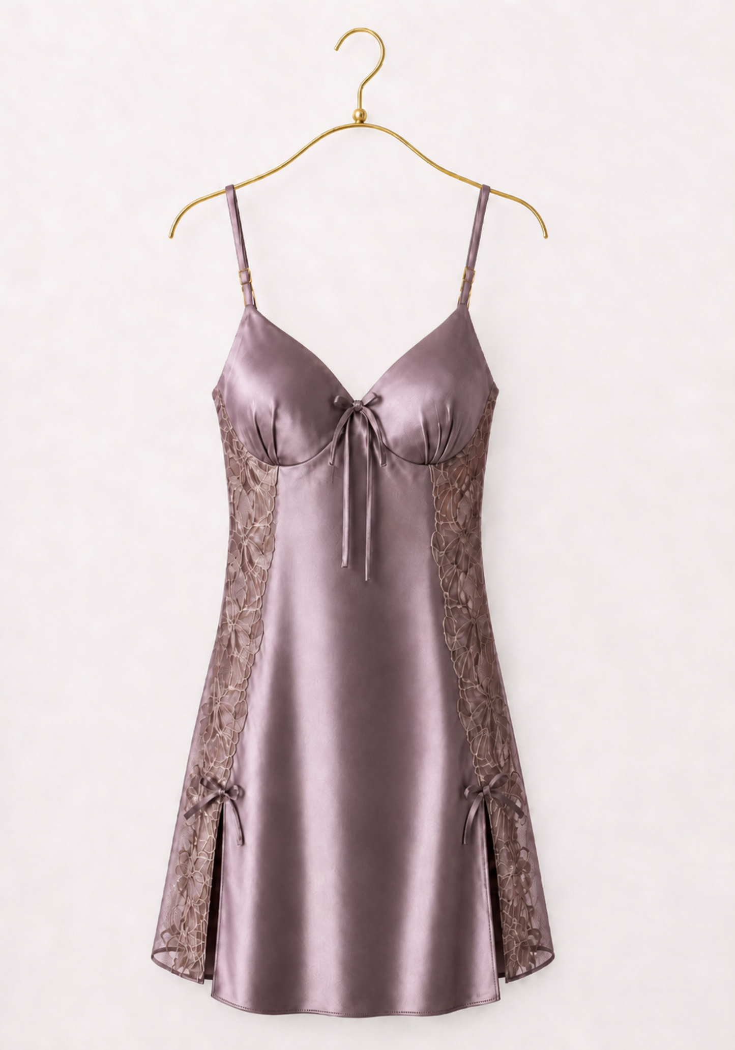 Satin Babydoll: Plain Shoulder Strap Satin Babydoll With Datel And Laces On The Sides
