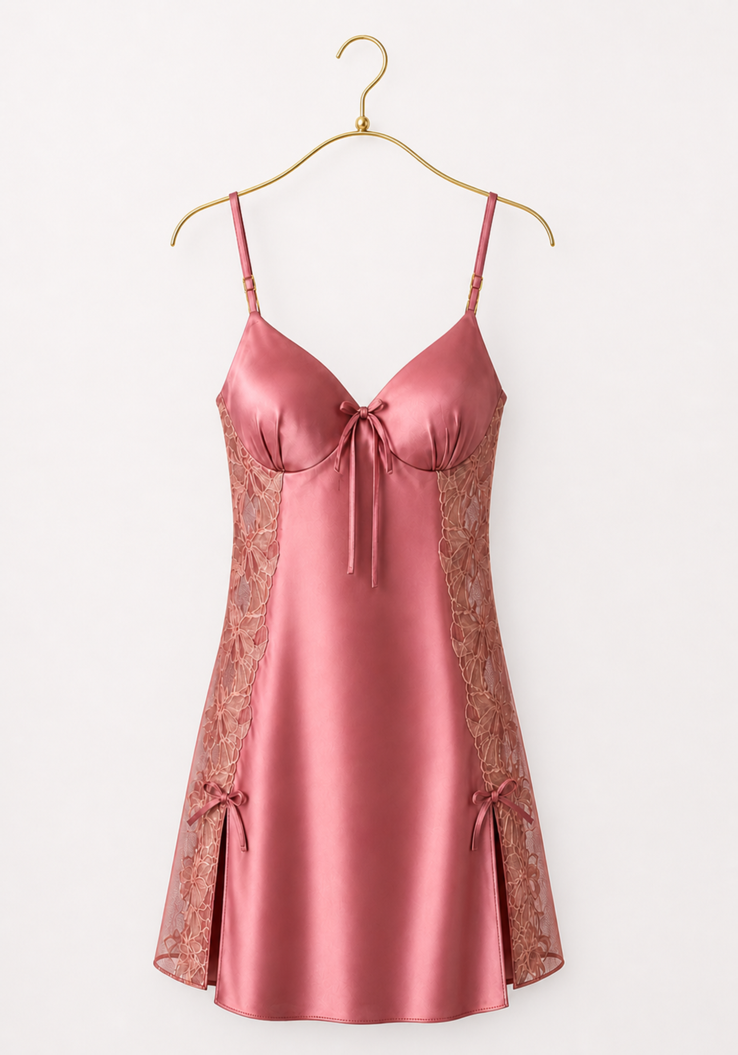 Satin Babydoll: Plain Shoulder Strap Satin Babydoll With Datel And Laces On The Sides