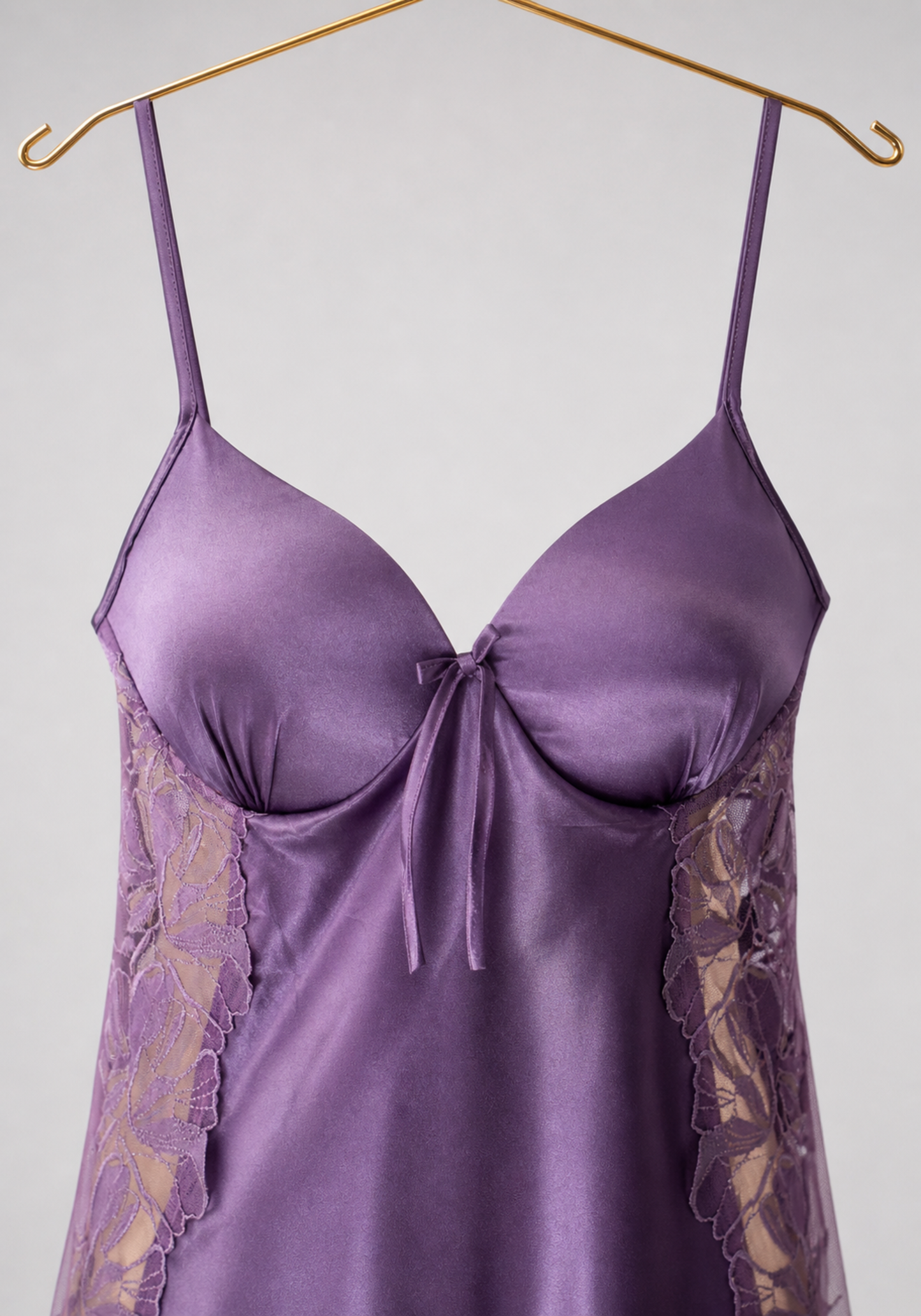 Satin Babydoll: Plain Shoulder Strap Satin Babydoll With Datel And Laces On The Sides