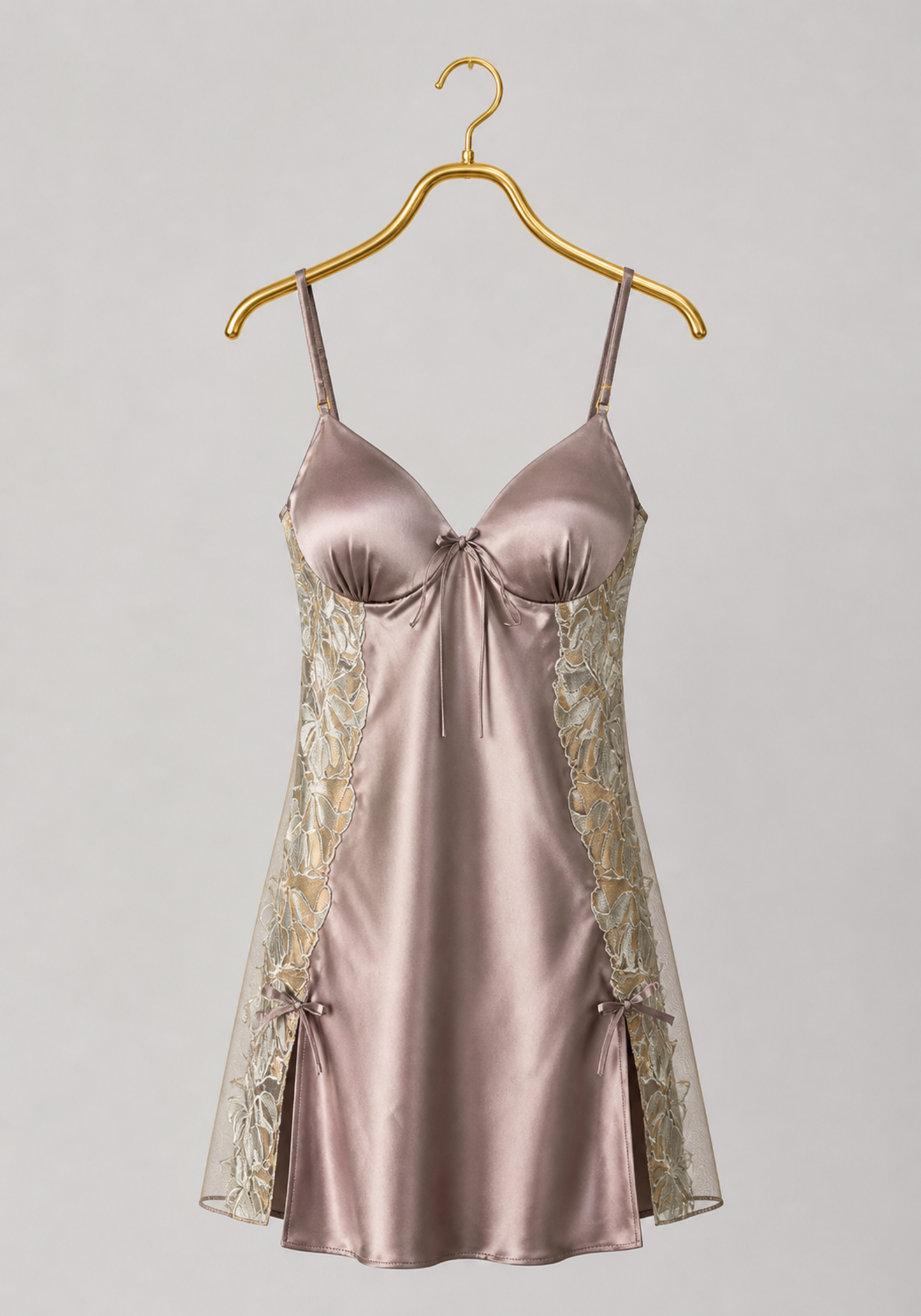 Satin Babydoll: Plain Shoulder Strap Satin Babydoll With Datel And Laces On The Sides