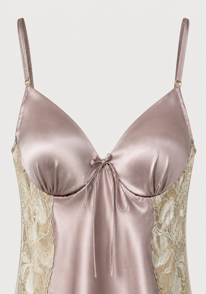 Satin Babydoll: Plain Shoulder Strap Satin Babydoll With Datel And Laces On The Sides