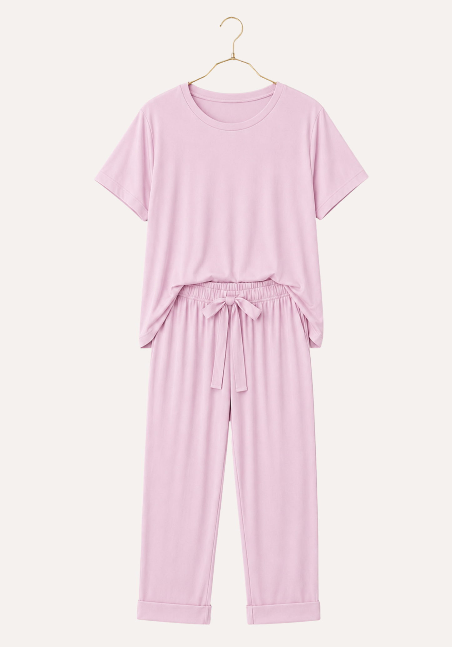 Modal Pajama: Short Sleeves Top And Pants With Lace Details