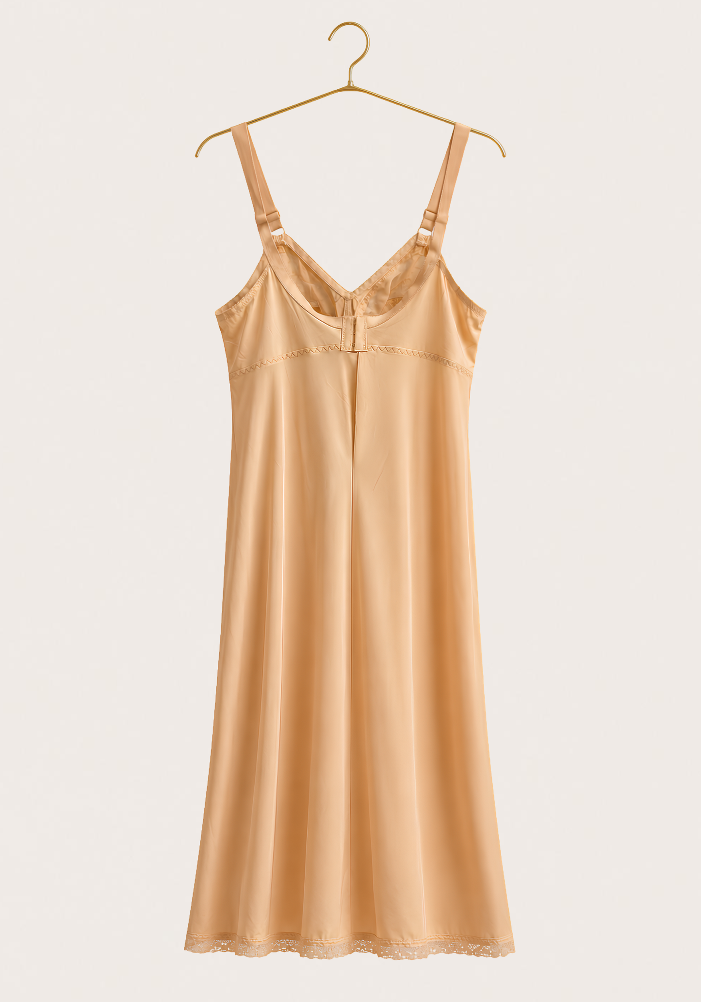 Long Slip: Wide Shoulder Strap Full Breast Lace Long Under Slip