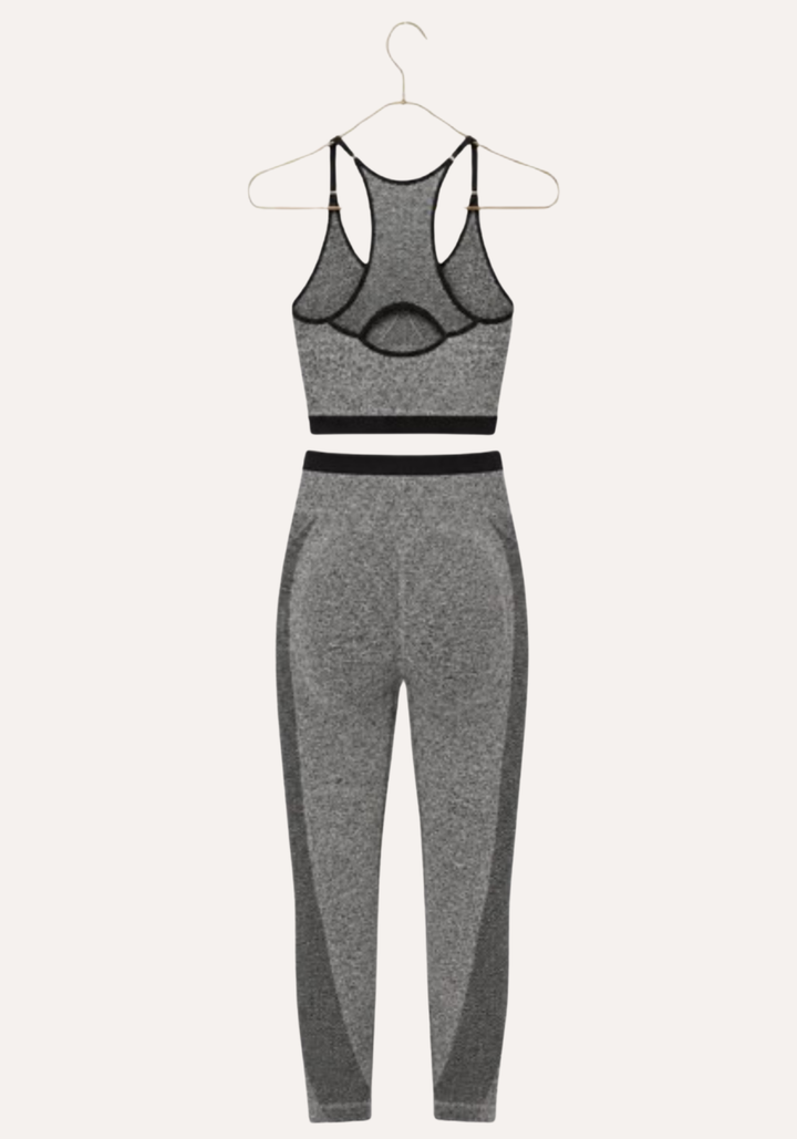 Sports Shaper Set: Shoulder Strap Sports Bra Top And Hi Waist Leggings Shaper