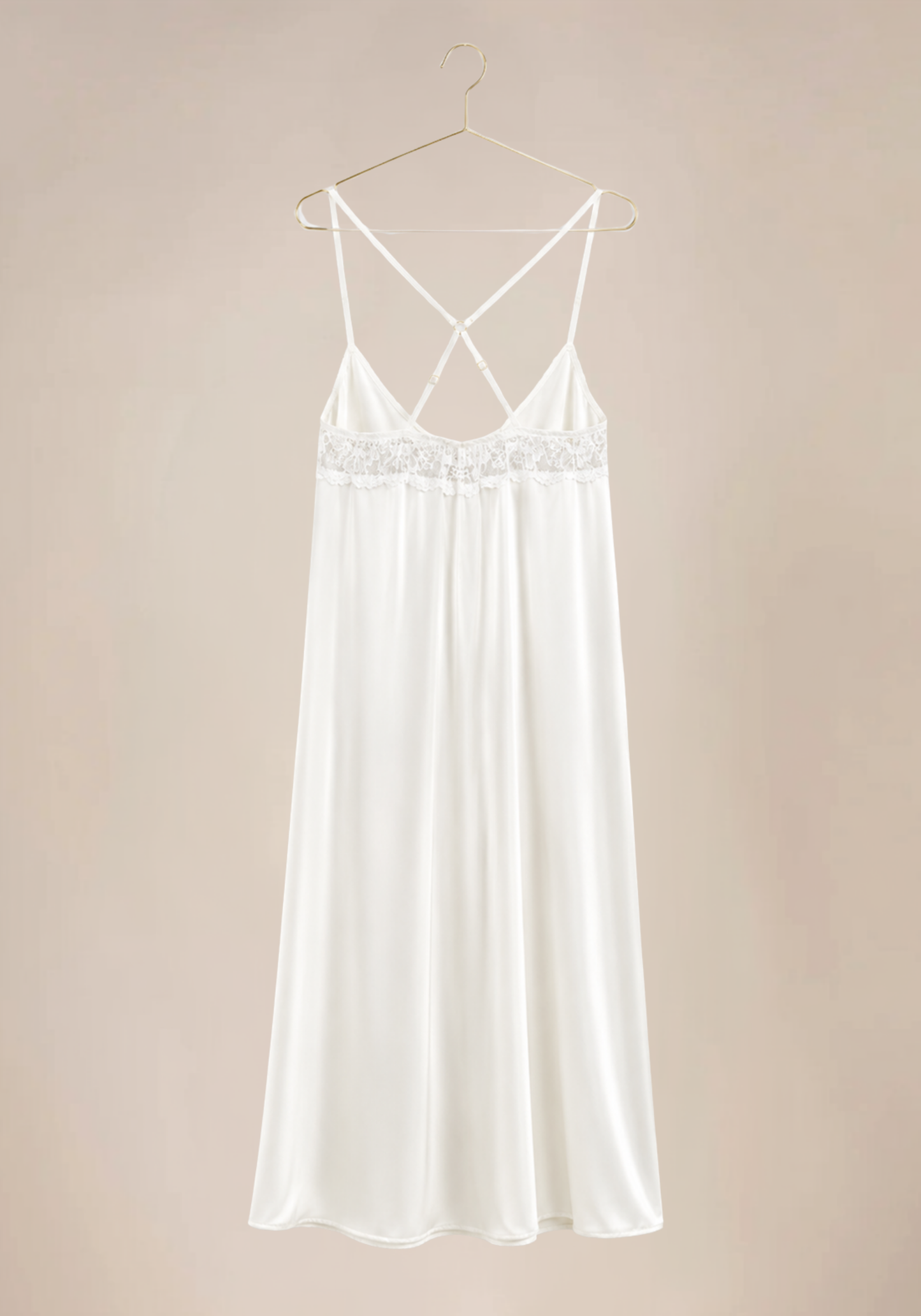 Bridal Long Robe Set: Shoulder Strap Lace Bra Long Gown And Long Robe With Lace Detail