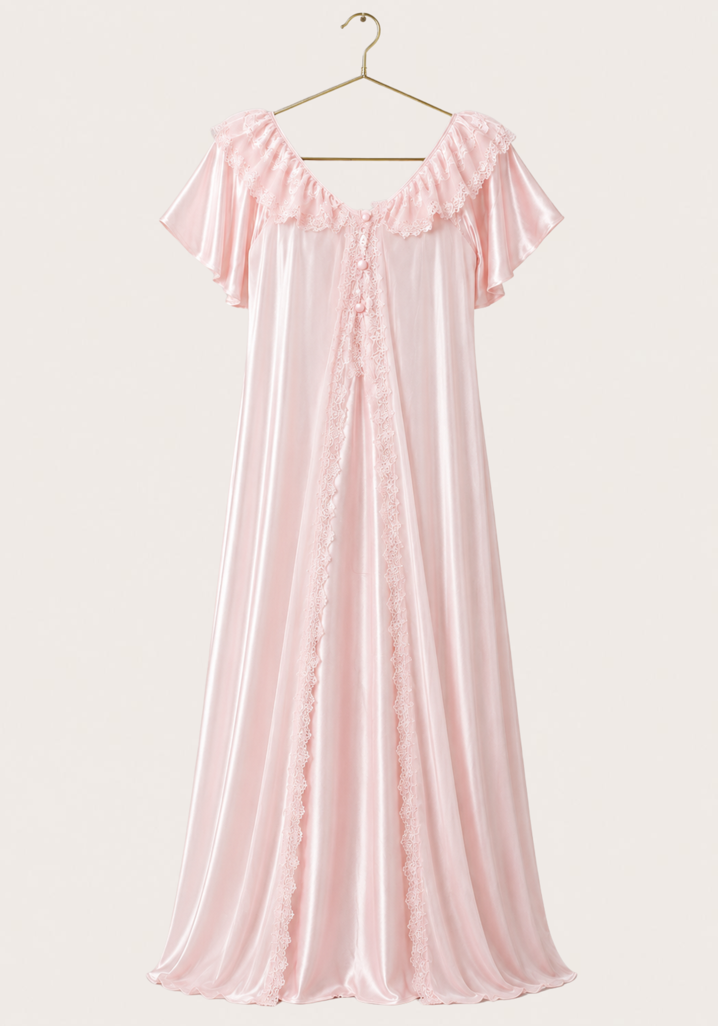 Mega Sleeve Satin Long Gown With Schiffon Detail
