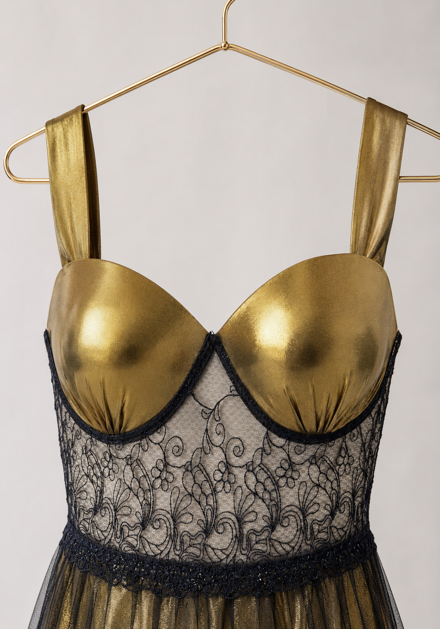 Long Gown: Disko Shoulder Band Padded Cup Dantel Underneath Disko Babydoll With Long Toulle Over It