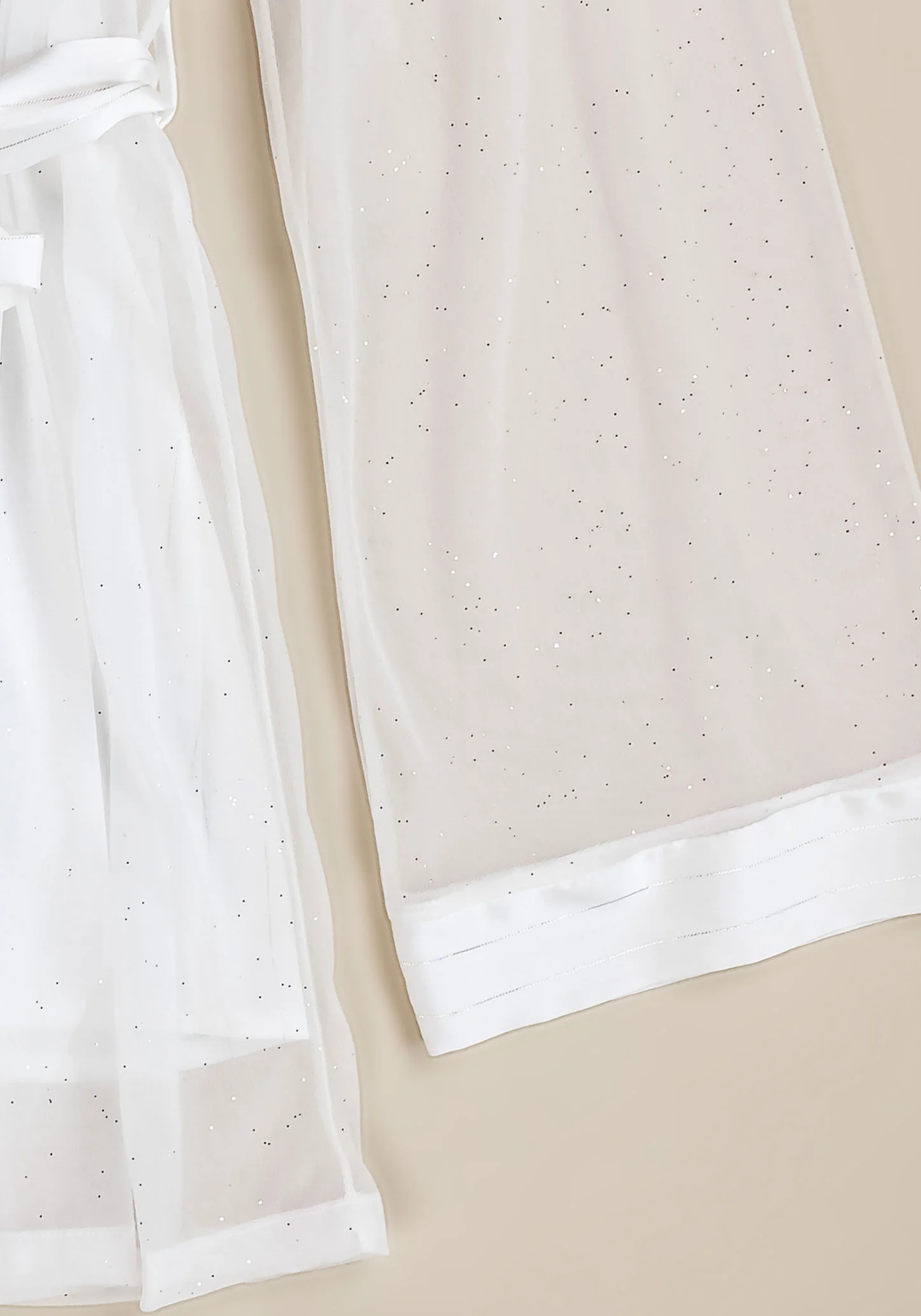 Bridal 3 Pieces Pajama: Satin Striped Strap Top And Pant And Schiffon Kimono