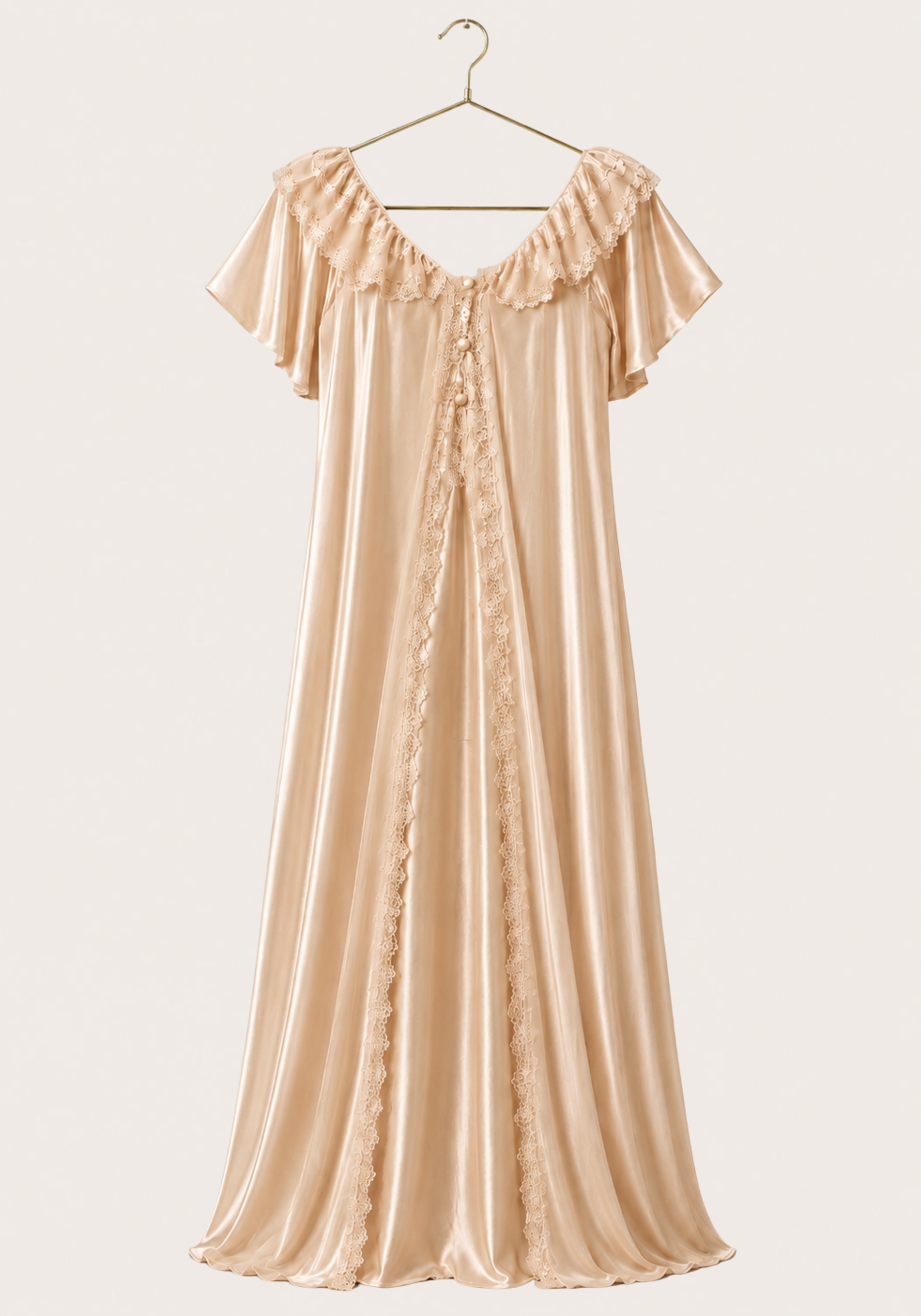 Mega Sleeve Satin Long Gown With Schiffon Detail