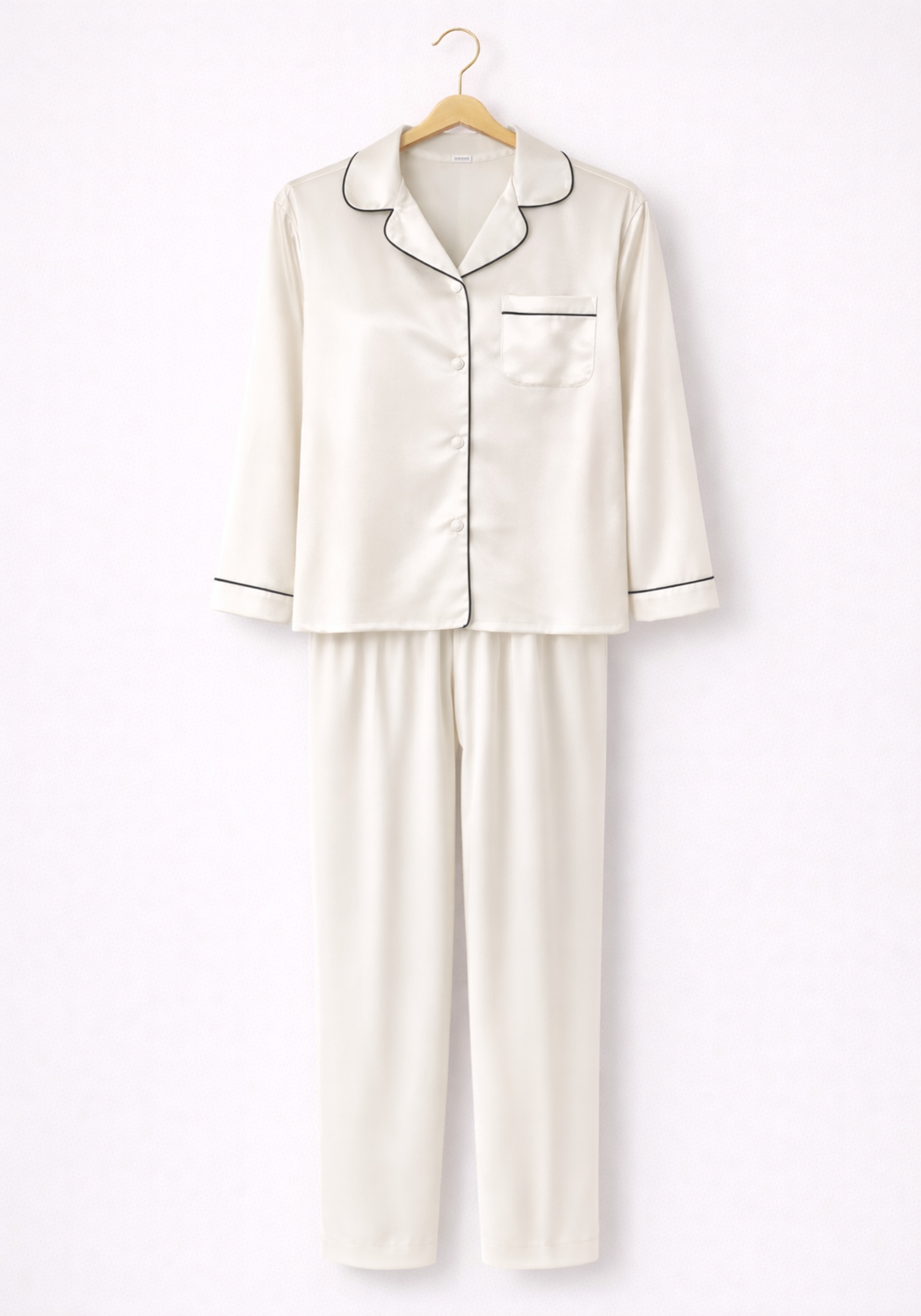 Satin Collar Button Long Sleeve Pajamas