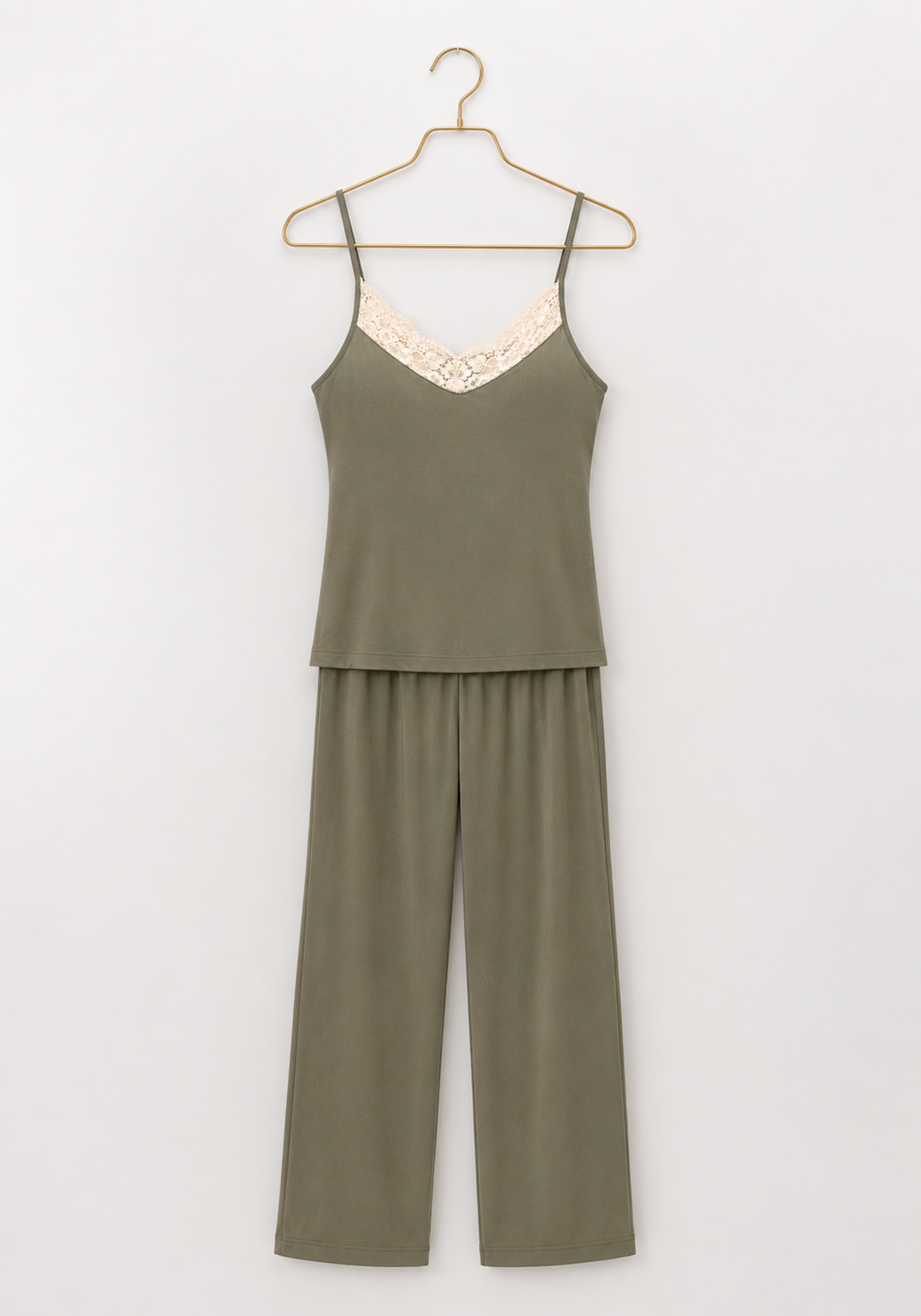 3 Pieces Set: Viscose Lycra Shoulder Strap Plain Pajamas And Satin Printed Robe