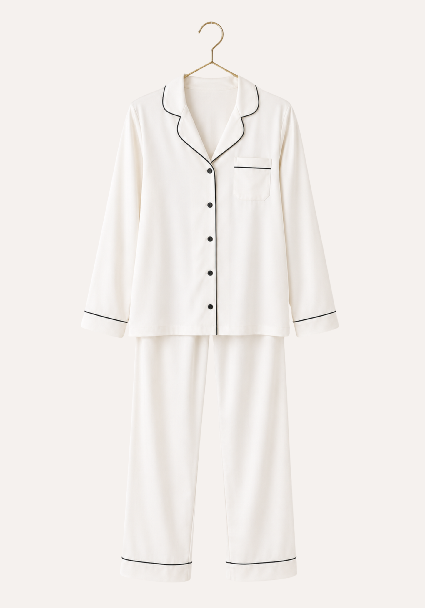 Collar Button Long Sleeve Pajama