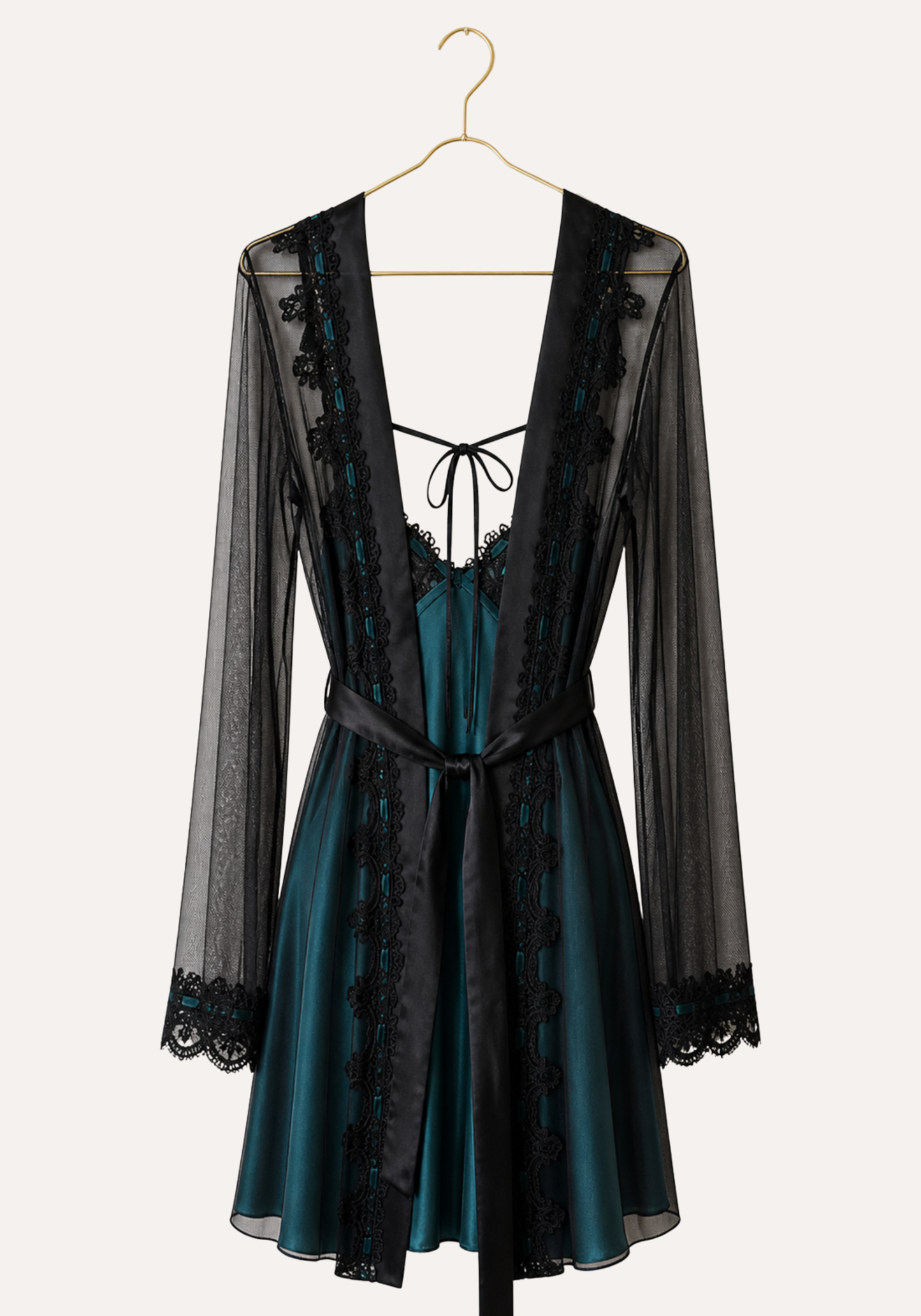 Schiffon Satin Robe Set: Satin Nighty And Schiffon Robe