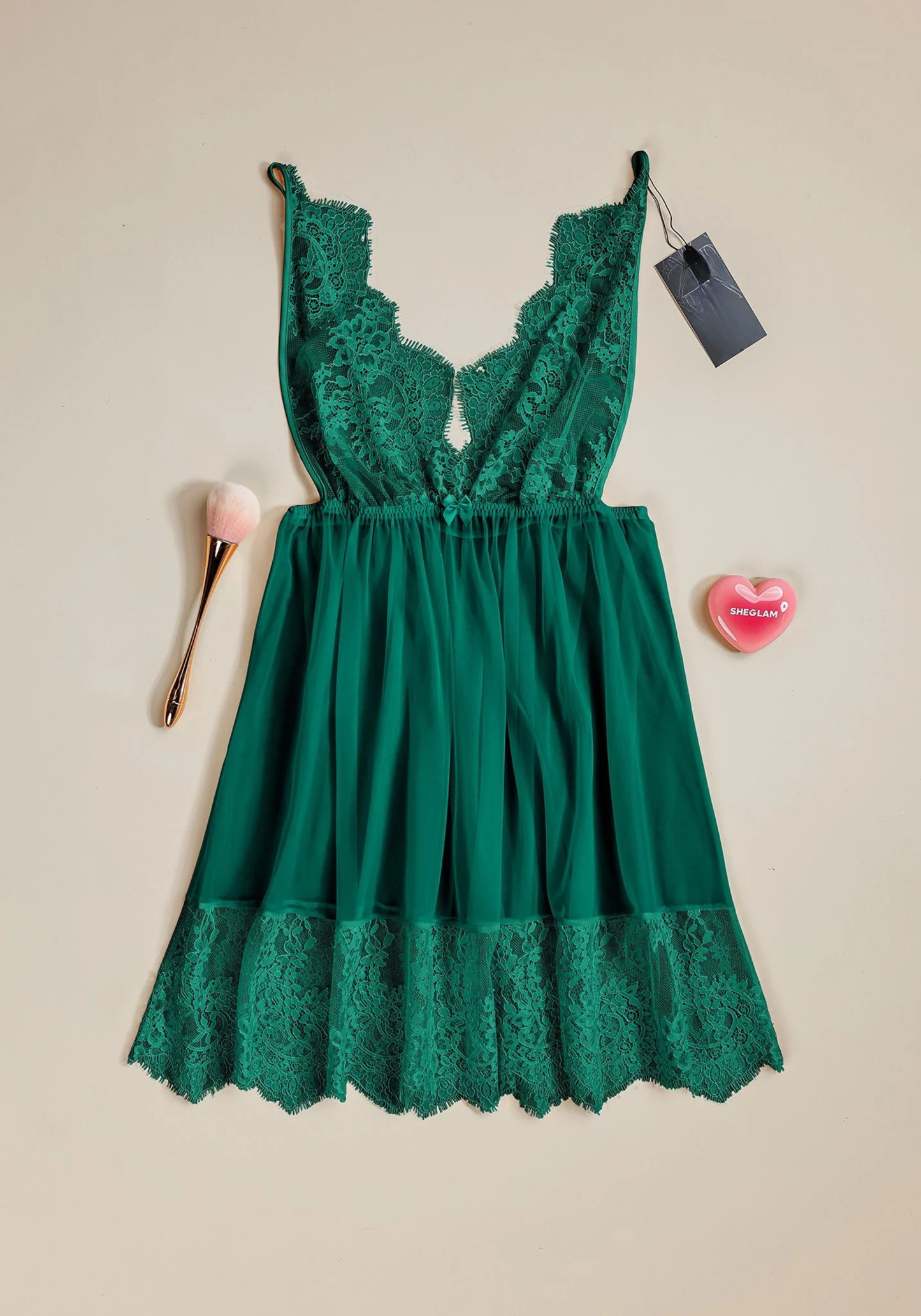Babydoll: Lacae Top Open Back Lace Bottom Chiffon Babydoll