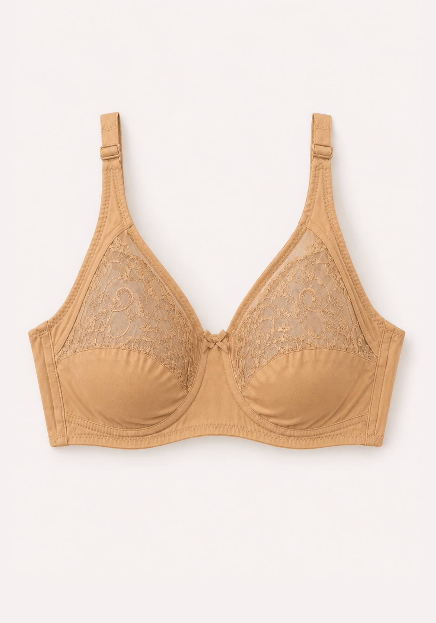 Basic Bra: Daily Wide Strap Unpadded Half Laced Cup Bra