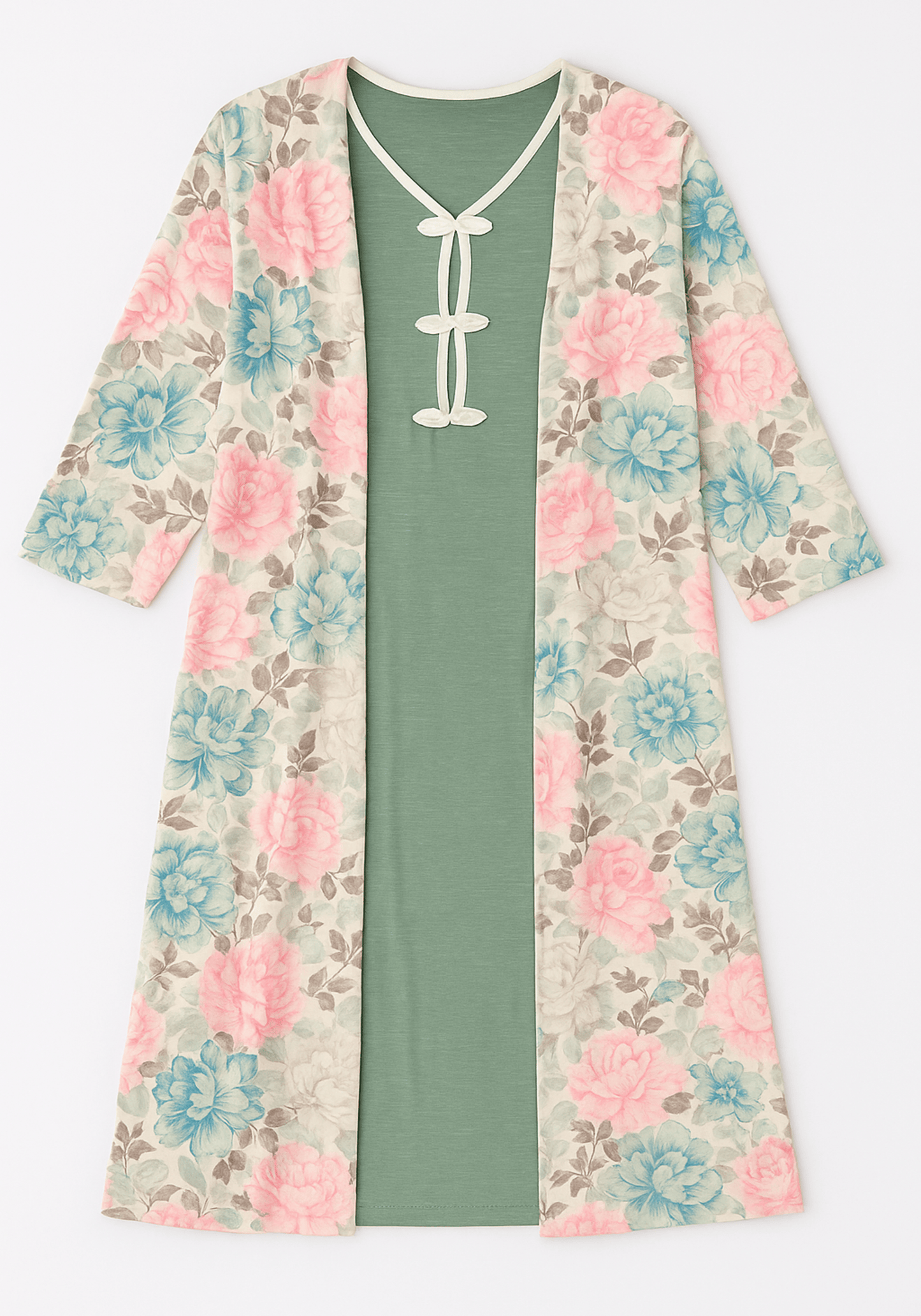 2 Piece Long Robe And Short Nighty Set