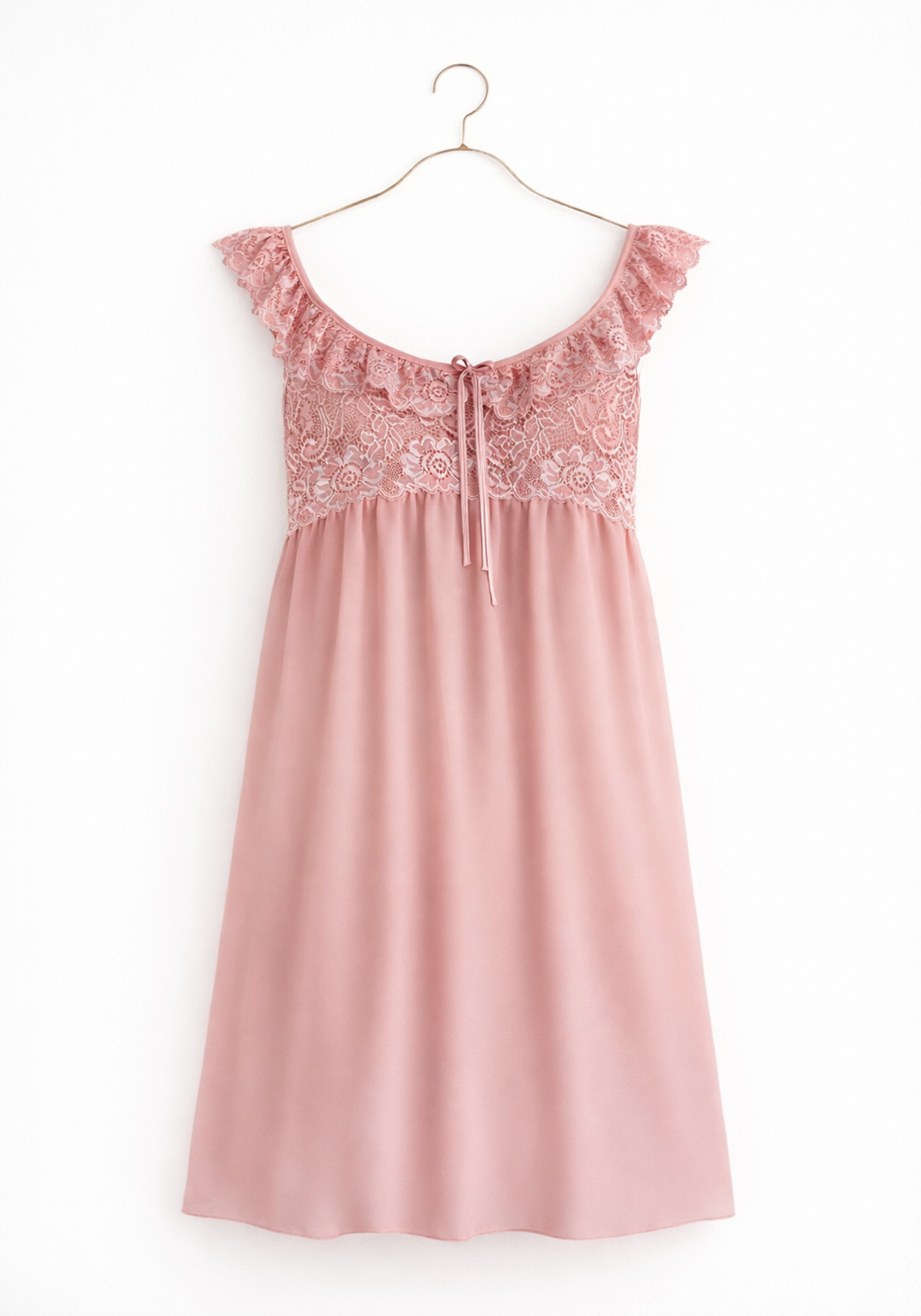 Schiffon Short Nighty With Dantel Breast Area