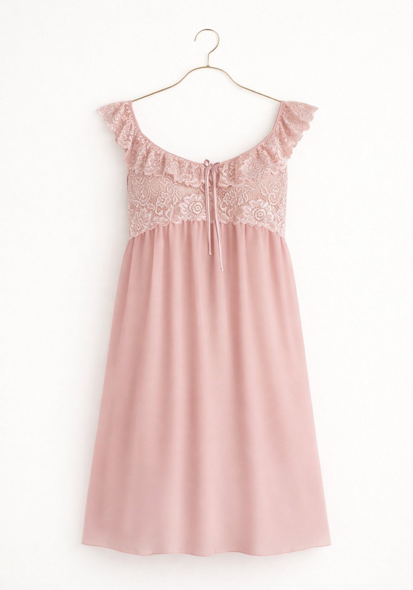 Schiffon Short Nighty With Dantel Breast Area